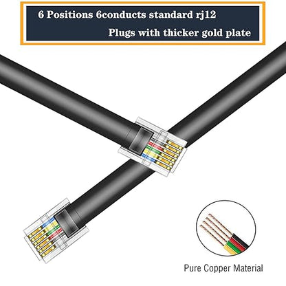 LanSenSu RJ12 Cable Phone Cord RJ12 6P6C Male to Male Straight Wired - Image 4