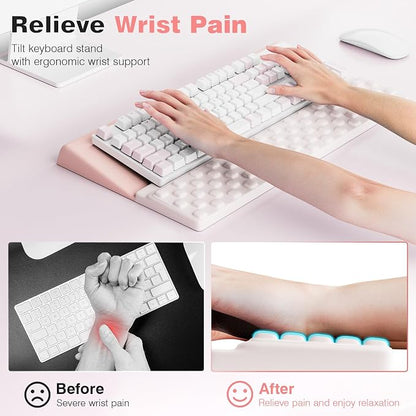 Ospelelf Ergonomic Keyboard Wrist Rest Pad Comfortable Keyboard Stand Riser - Image 2