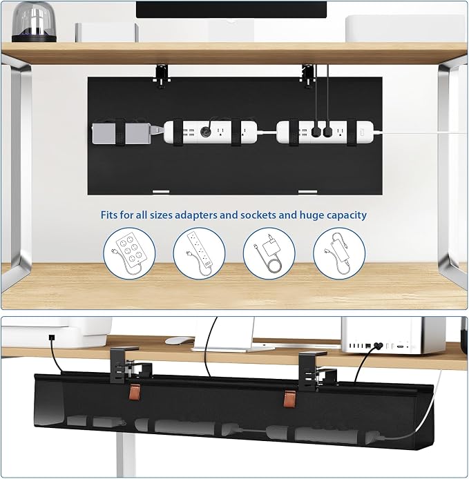 Zilink No Dril Under Desk Cable Management Tray 30" Standing Desk Cable - Image 2