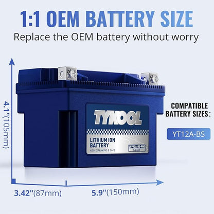 TYKOOL YT12A-BS 360CCA, 3X Cranking Amps, 5X Life, High Performance LiFePO4 - Image 4