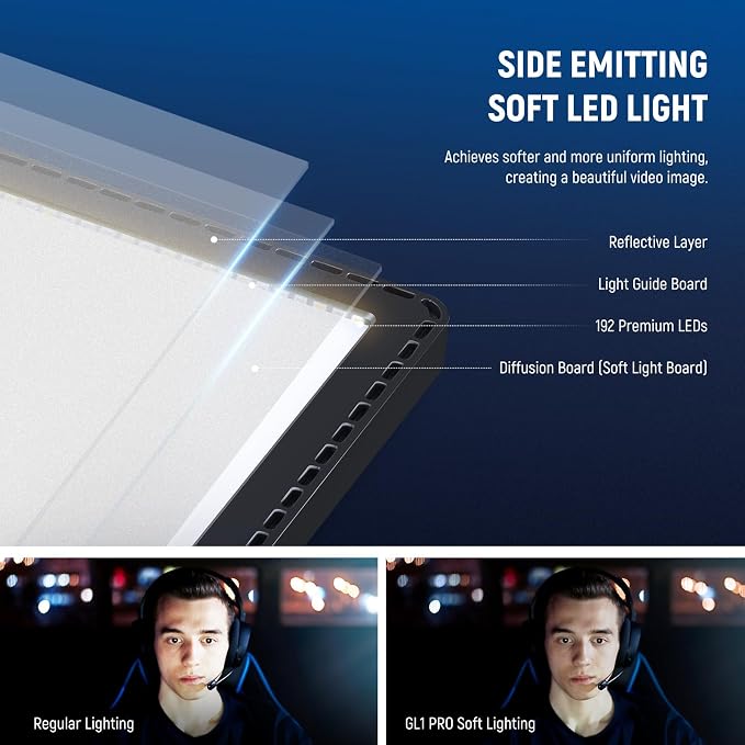 NEEWER 15.5" LED Streaming Key Light, Clamp on Desk Panel Video Lighting - Image 3