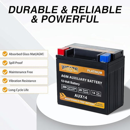 Weize AUX14 AGM Auxiliary Battery, 36 Months Warranty, BCI Group 400 Battery - Image 5