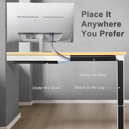 Cable Management Under Desk 94.5in J Channel, ZhiYo Cord Organizer - Image 5