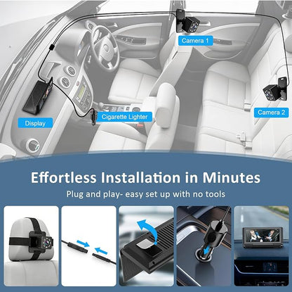 Baby Car Camera for 2 Kids, 6.86" 1080P HD Split Screen Baby Monitor - Image 7