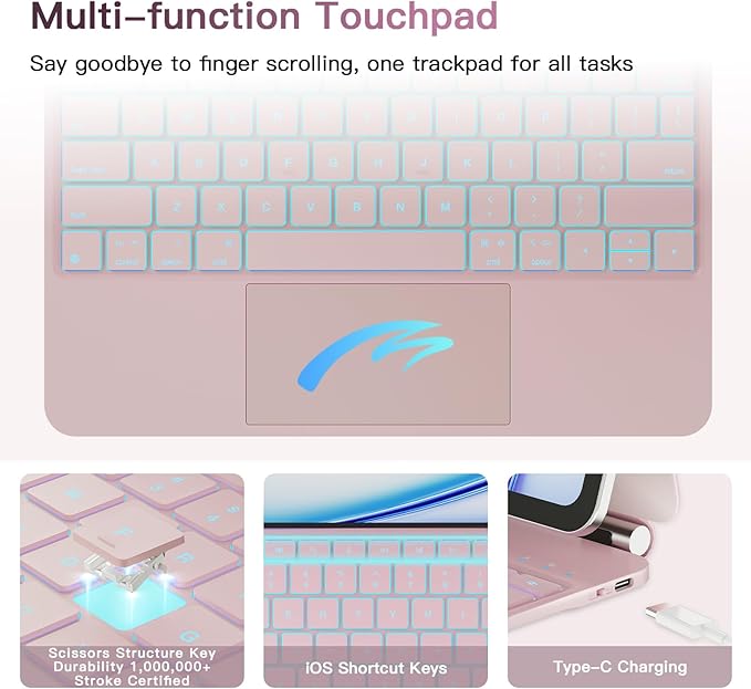 for iPad Air 13 inch Case with Keyboard, iPad Pro 12.9 Magic Keyboard, Springy - Image 6