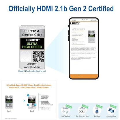 White HDR HDMI 2.1 Certified Cable Supports 10K 8K @60Hz and 4K @120Hz - Image 3