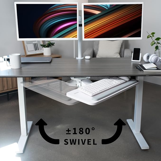 VIVO Adjustable 25 x 10 inch Computer Keyboard and Mouse Platform Tray - Image 7