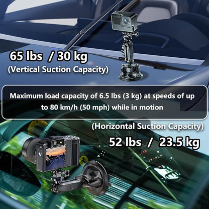 Camera Suction Cup Mount with Ball Head Magic Arm, Twist-Lock Composite Suction - Image 2