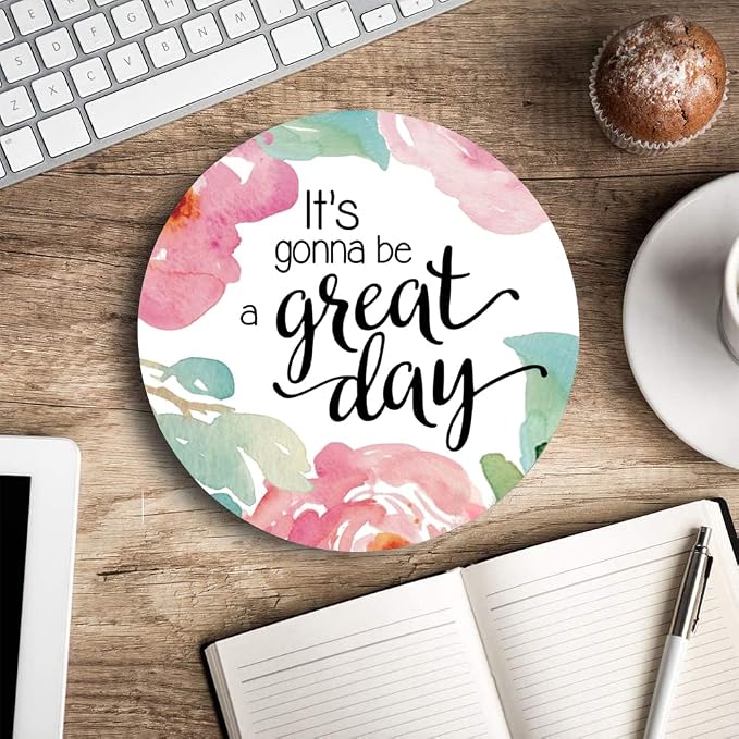 Mouse Pad, Inspirational Quote Floral Mouse Pad, Quote Great Day Mouse Pad - Image 5