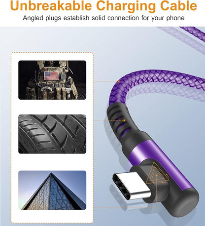 sweguard USB C Cable Right Angle, USB Type C iPhone 16 Charger Cable Nylon - Image 5