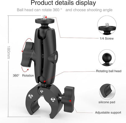 Taisioner Super Camera Clamp Mount 3.6" Socket Arm 360°Ball Head Magic Arm 1/4" - Image 3