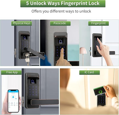 Smart Door Lock, Heavy Duty 5 in 1 Keyless Entry Door Lock, Full App Control - Image 3