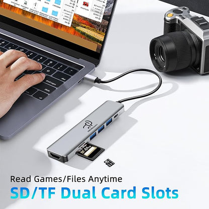 USB C Hub 7-in-1, 4K HDMI, 100W PD Charging, USB 3.0/2.0 Ports, SD/TF Reader - Image 6