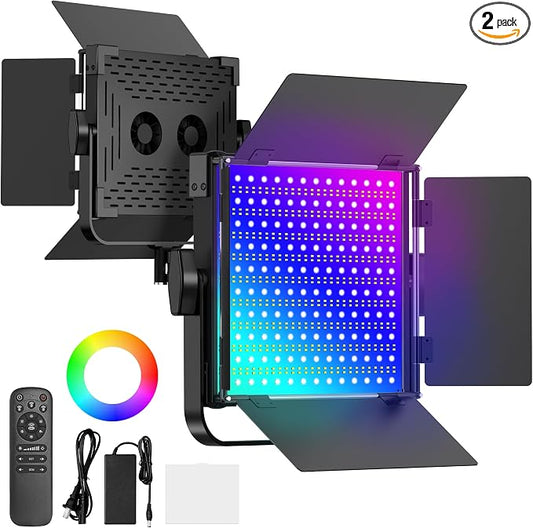 RGB Photography Lighting Kit, 50W Bi-Color LED Studio Lights, 2300k~8500k by Anautin