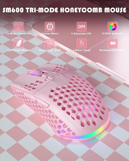 SM600 Pink Wireless Gaming Mouse - Image 2