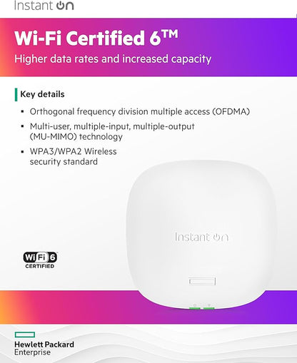 HPE Networking Instant On Access Point AP25 4x4 WiFi 6 Indoor Wireless Access - Image 4