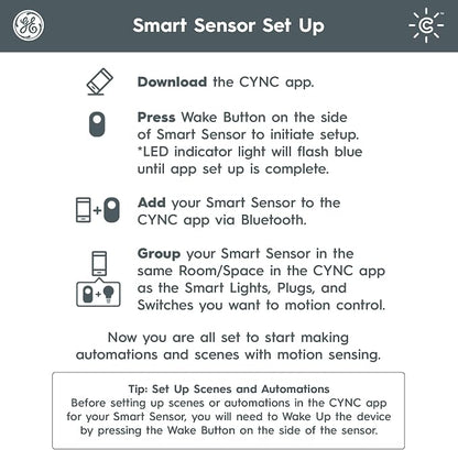 GE CYNC Wireless Smart Motion Sensor, Battery-Powered, Works - Image 8