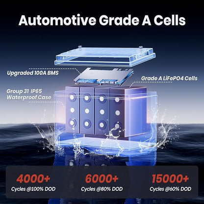 12V 100Ah LiFePO4 Battery with Low Temperature Cut off Protection Group31 - Image 2