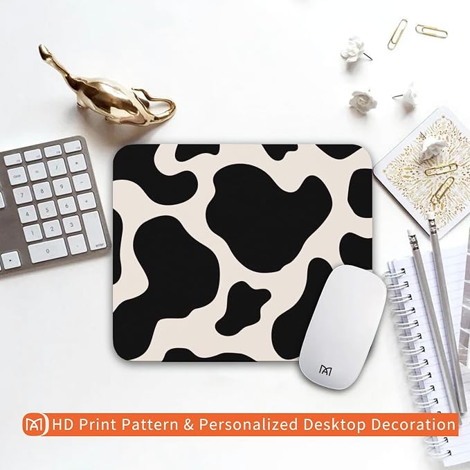 Square Mouse Pad Black Cow Print, Personalized Premium-Textured Custom Mouse - Image 6