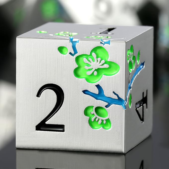 Glow in The Dark Metal Dice, DNDND 7 PCS Green Metallic D&D Dice Set - Image 4