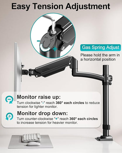 Dual Monitor Stand for Desk, Taller Monitor Arms for 2 Screens up to 32 inch - Image 9