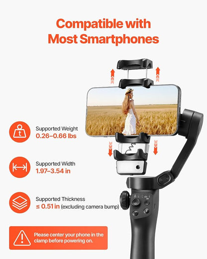 VEVOR Gimbal Stabilizer for Smartphone, 3-Axis Stabilization, AI-Powered Phone - Image 7