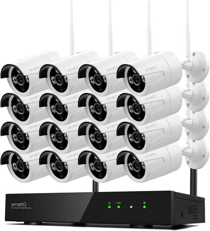 XMARTO Wireless Security Camera System 16CH Wi-Fi 6 16PC 3MP Wireless Security by xmartO