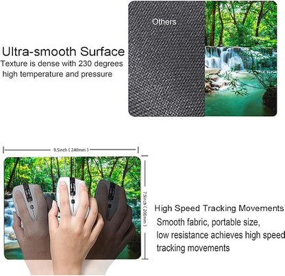 Mouse Pad, Forest Waterfall Natural Scenery Mouse Pad Custom Design, Square - Image 3