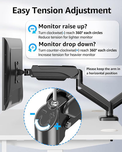 MOUNTUP Dual Monitor Stand for Desk, Pneumatic Monitor Arms for 2 Monitors Max - Image 3