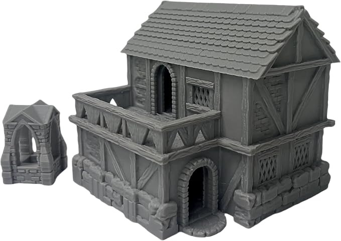 Paintable Tabletop Miniature Little Town Building Terrains Compatible - 18mm by HAUTICO
