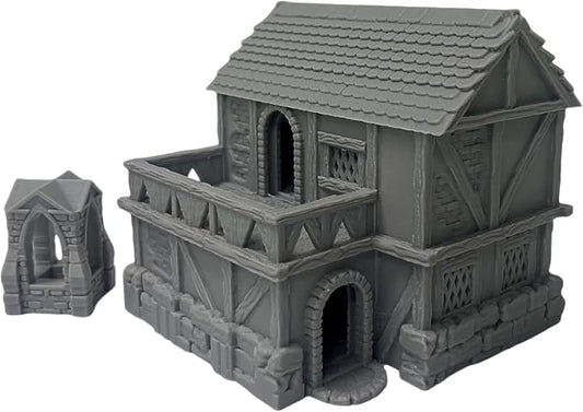 Paintable Tabletop Miniature Little Town Building Terrains Compatible - 18mm by HAUTICO