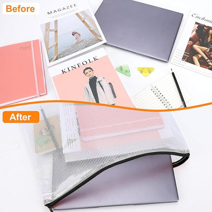20pcs Plastic Mesh Zipper Pouch Bags, A3 17x12 Inches Extra Large Zipper Bags - Image 5