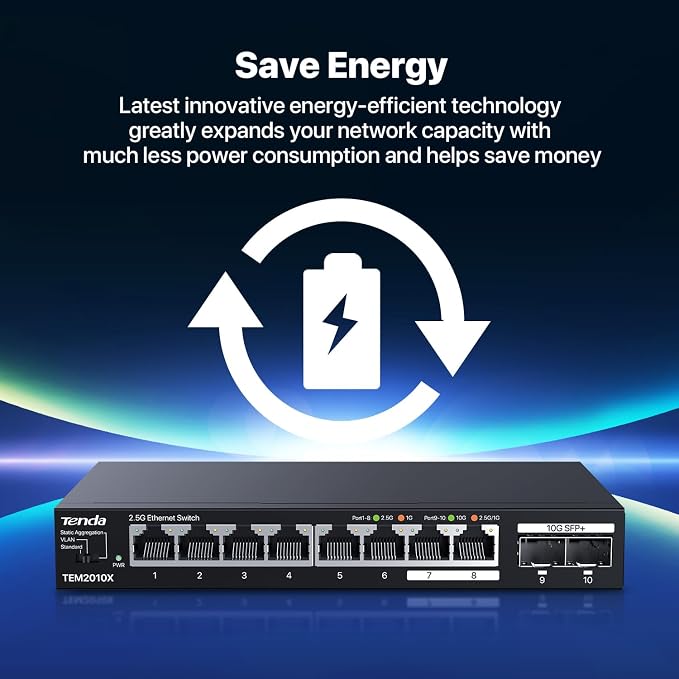 Tenda TEM2010X 8 Port 2.5G Ethernet Switch, Unmanaged 2.5Gb Switch - Image 6
