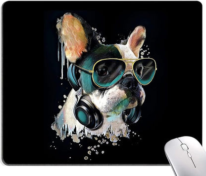 Square Mouse Pad, Colorful Stylish Bulldog Mouse Pad, Mouse Mat Square by Hokafenle
