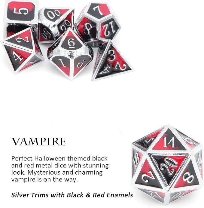 Haxtec DND Metal Dice Set D&D Red and Black Metal DND Dice Compatible - Image 4