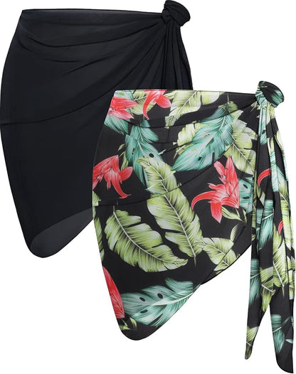 CHICGAL 2 Pieces Women Beach Sarong Bathing Suit Wrap Skirt Sheer Bikini by CHICGAL