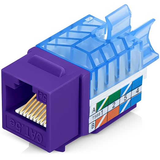 Everest 45° Angled RJ45 Cat5e Keystone Jacks 10-Pack in Purple by EverestMediaSolutions