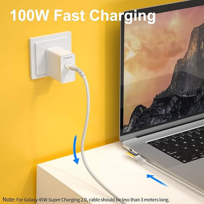 Fasgear 100W USB C to Type C 90 Degree Cable 3ft, USB 3.1 Gen 2 10Gbps Data 5A - Image 3