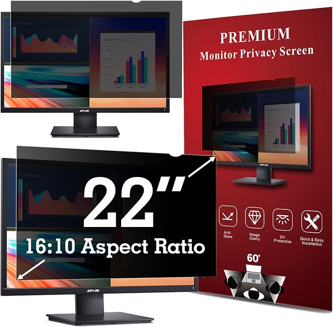 22 Inch Privacy Screen Filter for Widescreen 16:10 Monitor | Privacy Shield | by APeiSi