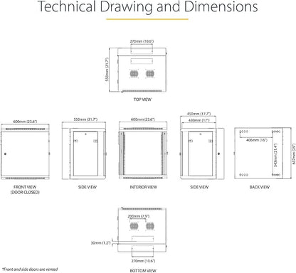 StarTech 4-Post 12U Wall Mount Network Cabinet - Image 7
