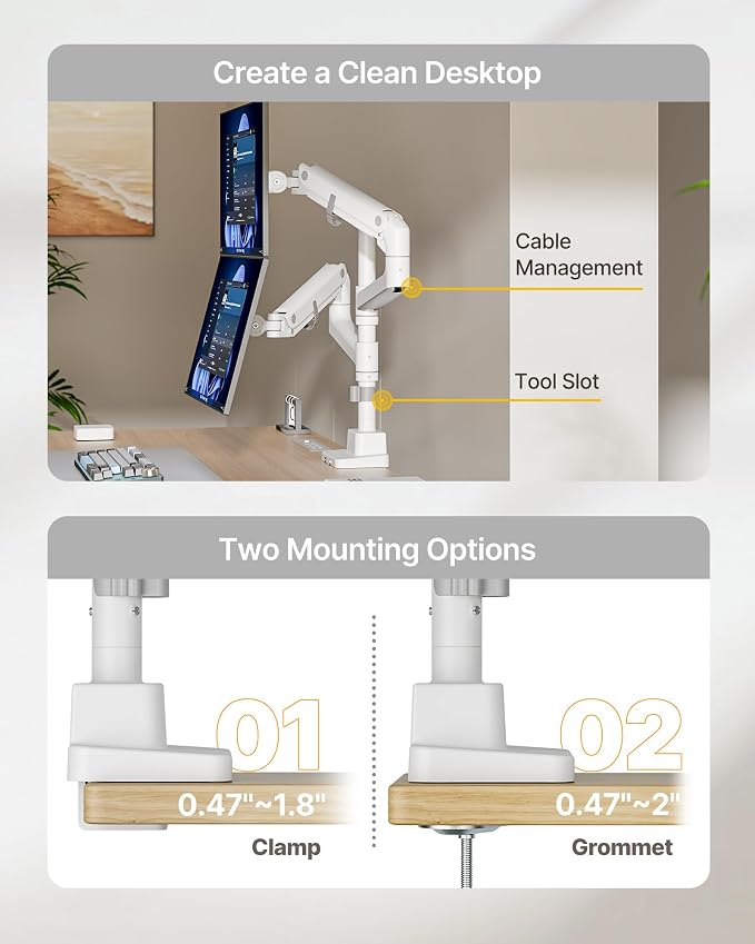 monTEK 17-57 Inch Dual Ultrawide Monitor Arm - Image 7