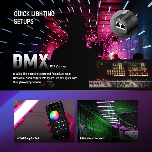 NEEWER TL60 RGB Tube Light, 20W Full Color RGBWW LED Video Lighting Wand Stick - Image 4