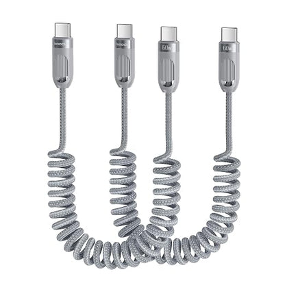 Coiled USB C to USB C Cable 2Pack 3FT Braided Retractable Fast Charging Cable by toocki