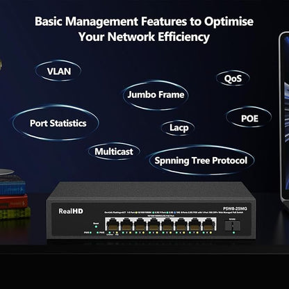 9 Port 2.5G Gigabit PoE Web Managed Switch, 8 Port POE + 1* 10G SFP, IEEE - Image 5