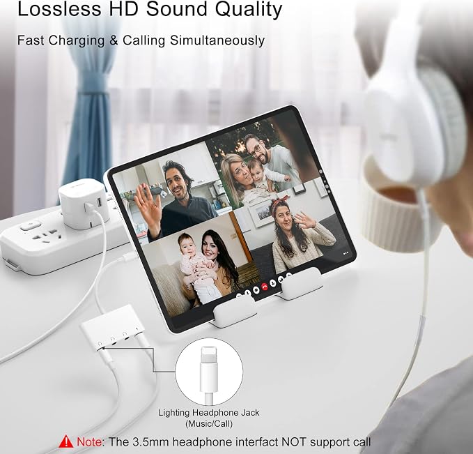 4 in 1 Headphone Splitter, iPhone Headphone Adapter + Dual 3.5mm Headphone Jack - Image 4