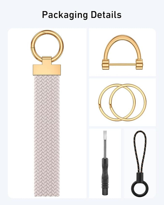 Stretchy Braided Wristlet D-Ring Detachable - Image 2