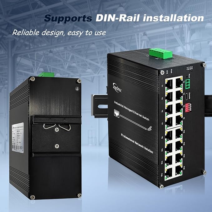 Industrial L2+ Managed 16 Port PoE Ethernet Switch, Gigabit Networking Switch - Image 7