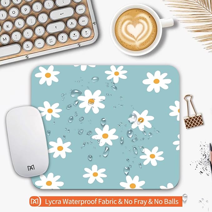 Square Mouse Pad Little Daisy, Personalized Premium-Textured Custom Mouse Mat - Image 3