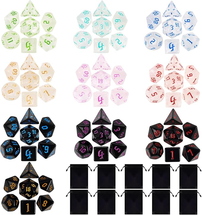 DND Dice, 10 X 7 Polyhedral Dice Set by Surhugvy