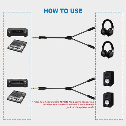 HOSONGIN 1/4 inch TRS to Dual 3.5mm Female Y Cable, Compatible - Image 5